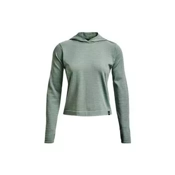 Under Armour Solid Color Thumb Hole Design Hooded Slim Fit Sports Long Sleeve T-Shirt Women tops Green 1375076-781 XS