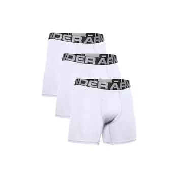 Under Armour Solid Color Waistband Printed Logo Boxer Briefs Men underwear White 1363617-100 M