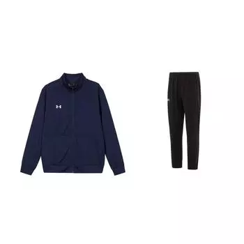 Under Armour Solid Color Windproof Outdoor Warm Fashion Comfortable Jacket Lightweight Simple Pants Casual Sports Suit 23600703-001+23600304-409 S