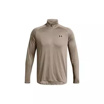 Under Armour Solid Logo Half-Zip Design Long Sleeve T-Shirt Men Tops Gray-Brown 1328495-200 XXL