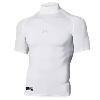 Under Armour Solid Logo High Neck Slim Fit Compression Short Sleeve T-Shirt Men Tops White 1358642-100 XXL