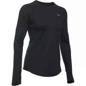 Under Armour Solid Logo Print Круглый вырез пуловер Спортивная повседневная футболка с длинным рукавом женские топы черный 1281244-001 S
