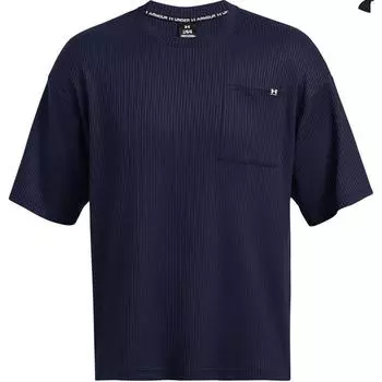 Under Armour Однотонная свободная вафельная тренировочная футболка с круглым вырезом, мужские топы, темно-синие 1383106-410 XL