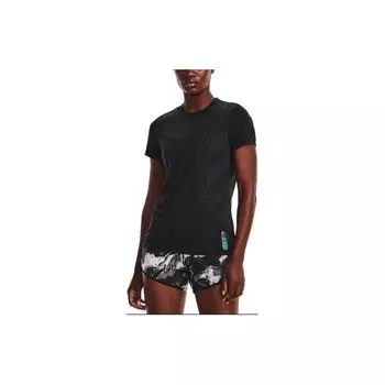 Under Armour Solid Slim Fit Crew Neck Running Sports Short Sleeve T Shirt Women Tops Black 1375270-001 XS