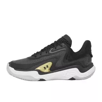 Under Armour Spawn 7 Black Metallic Gold Unisex Sneakers 3028461-002 46