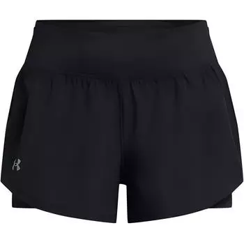 Under Armour Speed Pocket Two-In-One Logo Print Elastic Mid-Waist Sports Shorts Women shorts Black 1383165-001 M