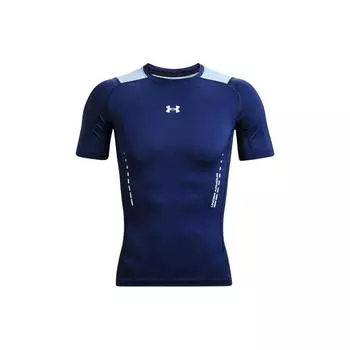 Under Armour Сплошная компрессионная футболка с логотипом и короткими рукавами, мужские топы, синяя 1370657-415 L