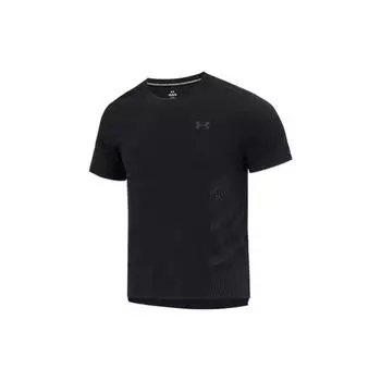 Under Armour Сплошная спортивная футболка с круглым вырезом с коротким рукавом, мужские топы, черная 1376518-001 XL