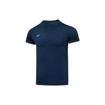 Under Armour сплошной цвет беговая повседневная свободная дышащая футболка с круглым вырезом с короткими рукавами мужские топы темно-синие 23500506-408 L