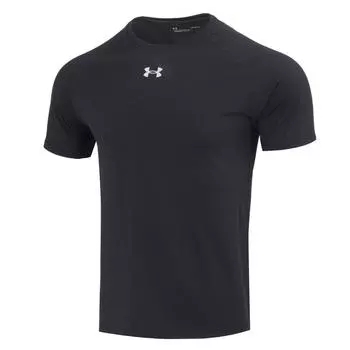 Under Armour сплошной цвет логотип фитнес-тренировки дышащая футболка с круглым вырезом с коротким рукавом мужские топы черные 23500511-001 M