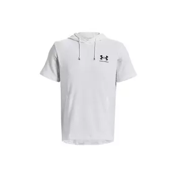Under Armour сплошной цвет пуловер с капюшоном футболка с коротким рукавом мужские топы белые 1377184-100 M