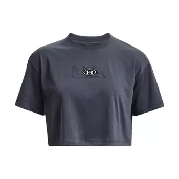 Under Armour Сплошной цвет, пуловер с круглым вырезом, футболка с короткими рукавами, женские топы, темно-серый 1376751-044 S