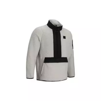 Under Armour Сплошной логотип, американский винтажный узор, этикетка, застежка-молния, шерпа, воротник-стойка, свитер, длинный рукав, мужская толстовка 1373847-110 XL