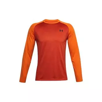 Under Armour Спортивная футболка с длинным рукавом и круглым вырезом Color Block, мужские топы, темно-оранжевый 1356851-830 XXL