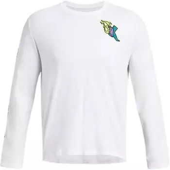 Under Armour Спортивная футболка с круглым вырезом и длинным рукавом с цветным буквенным дизайном, мужские топы, белая 1384195-100 XL