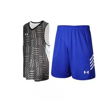 Under Armour Спортивная майка без рукавов с дышащим принтом по всей поверхности, повседневные шорты со средней талией, баскетбольный комплект для мужчин 23500102-001+21500204-400 M