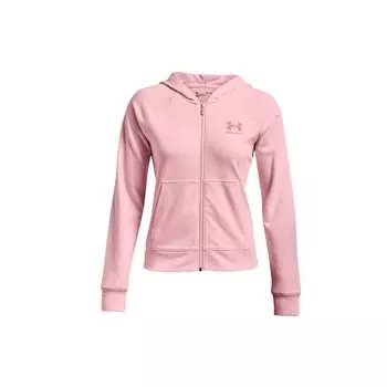 Under Armour Спортивная толстовка с капюшоном Rival Terry Logo Printed на молнии, женская толстовка с капюшоном, розовая 1369452-643 XXL