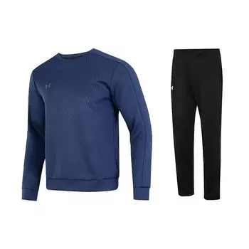 Under Armour Спортивная толстовка с круглым вырезом и однотонным логотипом, прямые спортивные брюки, повседневный спортивный комплект 22600303-408+21500737-001 L