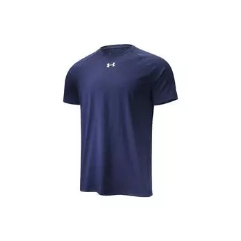 Under Armour Спортивная трикотажная футболка с круглым вырезом и коротким рукавом с логотипом и крупным тиснением, мужские футболки, цвет синий, колледж 22500518-408 M