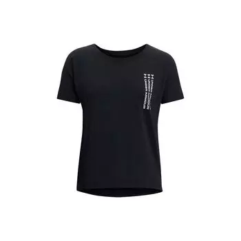 Under Armour Спортивные тренировки бег фитнес быстросохнущие принтованные заниженные плечи футболки женские топы черные 1365777-001 M