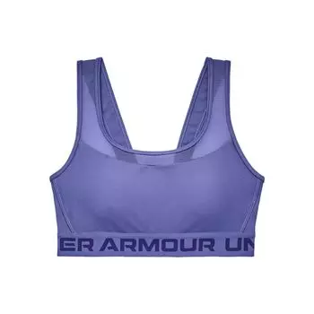 Under Armour Спортивный бюстгальтер Crossback Printed Letter Medium Support, женское нижнее белье, карбоново-синий 1372761-561 XS