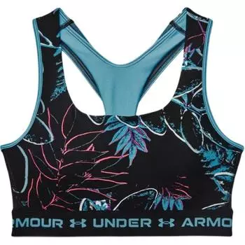 Under Armour Спортивный бюстгальтер со средней поддержкой и перекрестным принтом, женское нижнее белье, цвет Radiant-Blue 1365766-422 XS