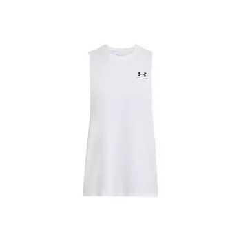 Under Armour Спортивный стиль, мягкий, удобный, с круглым вырезом, без рукавов, с логотипом, белый 1329286-100 XL