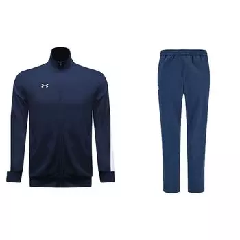 Under Armour Спортивный вязаный жакет колор-блок с логотипом, спортивные брюки прямого кроя, повседневный спортивный костюм, мужской спортивный костюм 21500440-408+21600709-408 XL