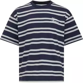 Under Armour Sports Club Round Neck Drop Shoulder Striped Short Sleeve T-Shirt Unisex T-Shirts Navy-Blue 6006003-410 2XL