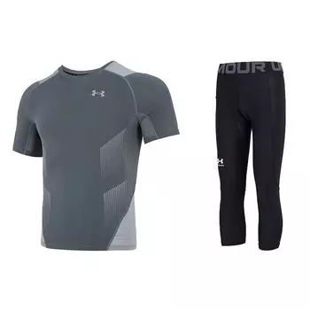 Under Armour Sports Crew Neck Short Sleeve Set Men sets 1362452-012+1361588-001 M