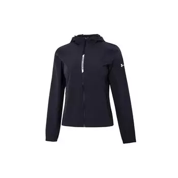 Under Armour SS22 UA Серия защиты от солнца с однотонным логотипом Спортивная тканая куртка с капюшоном Женские куртки Черные 22500410-001 S