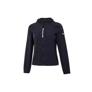 Under Armour SS22 UA Серия защиты от солнца с однотонным логотипом Спортивная тканая куртка с капюшоном Женские куртки Черные 22500410-001 S