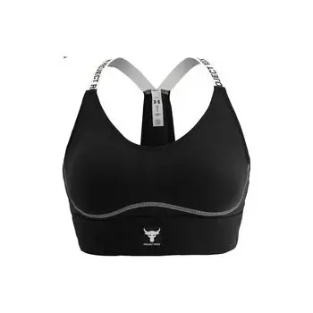 Under Armour Ss23 Rock Johnson Infinity Logo Print Medium Intensity Sports Bra Женское нижнее белье Черный 1373590-002 S