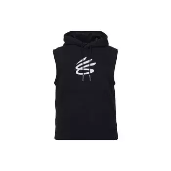 Under Armour Ss24 Карри флисовый капюшон с логотипом дышащий свободный баскетбольный жилет мужской жилет черный 1374301-003 M