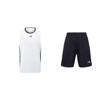 Under Armour SS24 повседневный бег фитнес-тренировки быстросохнущий дышащий топ без рукавов тренировочные шорты повседневный спортивный комплект 21500201-001+24500111-100 M