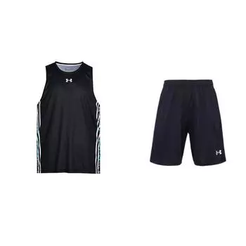 Under Armour SS24 Running Fitness Quick-Dry Breathable Sleeveless Tank Top Training Shorts Casual Sports Set Men sets Black 21500201-001+24500111-001 L