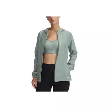 Under Armour SS25 Out The Storm Series Letter Print Casual Hooded Long Sleeve Jacket Women jackets Lime-Green 1377043-348 L