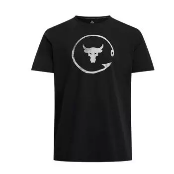 Under Armour SS25 Rock Удобная Мягкая Приятная к Коже Модная Однотонная Футболка с Коротким Рукавом Мужские Топы Черный 1390002-001 L