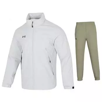 Under Armour Stand Collar Zip Long Sleeve Fitness Training Pants Casual Sports Suit Men suit 24600901-009+24600705-203 L