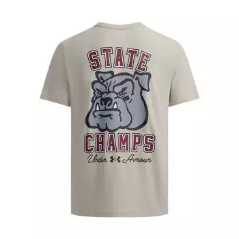 Under Armour State Champs Letter Pattern Printed Quick-Dry Short Sleeve T-Shirt Men Tops Khaki-Gray 1386812-289 M