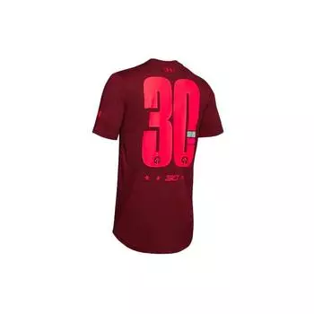 Under Armour Stephen Curry SC30 Graphic Number Crew Neck Футболка Мужская Топы Бордовый 1351328-615 S
