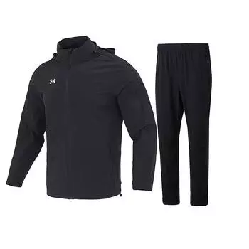 Under Armour Stylish Zip-Up Hoodie And Comfortable Drawstring Pants Casual Sports Set Men sets Black 22500408-001+23600701-001 L