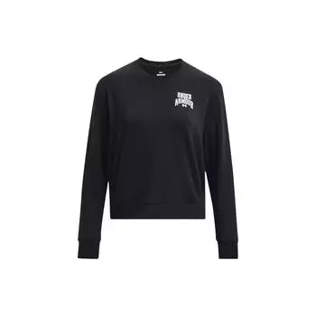 Under Armour Свитер с круглым вырезом и буквенным принтом, винтажная толстовка с длинным рукавом, женская толстовка, черная 1379477-001 M