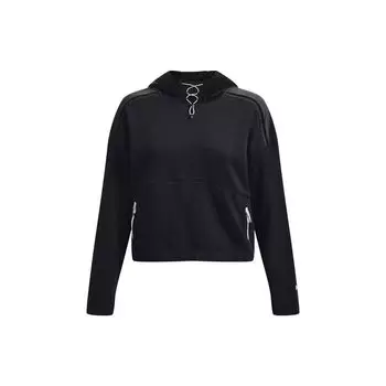 Under Armour Свитшот с короткими рукавами и капюшоном, однотонный логотип, женский, черный 1373975-001 XS