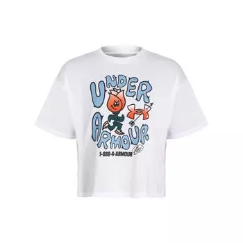 Under Armour Свободный крой, графические принты, тренировочная футболка, женские топы, белый цвет 1379949-100 M