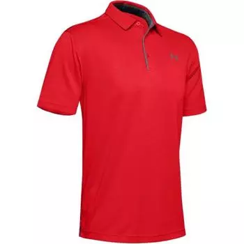 Under Armour Свободный крой, однотонная рубашка поло с квадратным вырезом, мужские топы, красный 1290140-600 XS