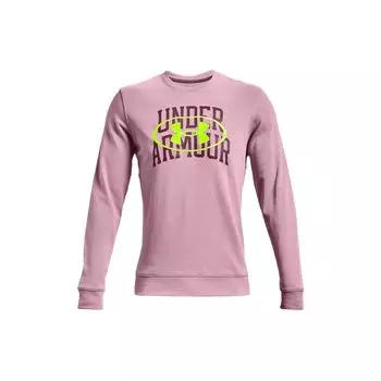 Under Armour Свободный крой с длинным рукавом и круглым вырезом с буквенным узором, мужская толстовка розового цвета 1366410-698 M