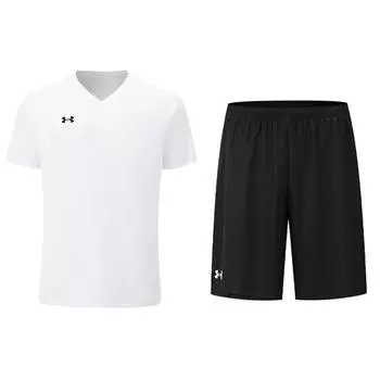 Under Armour Свободный крой свитера с коротким рукавом удобные трикотажные шорты повседневный спортивный комплект унисекс комплекты белый черный 21500524-100+24500204-001 M