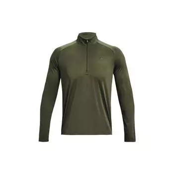 Under Armour Tech™ молния логотип принт однотонный воротник стойка свитер длинный рукав футболка мужские топы зеленый 1328495-392 XXL