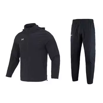 Under Armour Тканая однотонная куртка, удобные дышащие длинные брюки, повседневный спортивный комплект, мужские комплекты, черный цвет 22500408-001+22500706-001 M